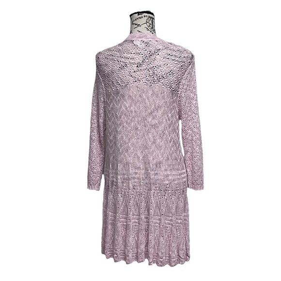 Two One Two 212 New York Open Knit Cardigan Crochet Boho Pink Hippie Beach XL - Picture 5 of 9
